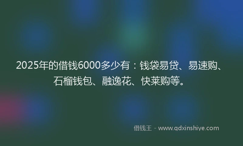 2025年的借钱6000多少有：钱袋易贷、易速购、石榴钱包、融逸花、快莱购等。