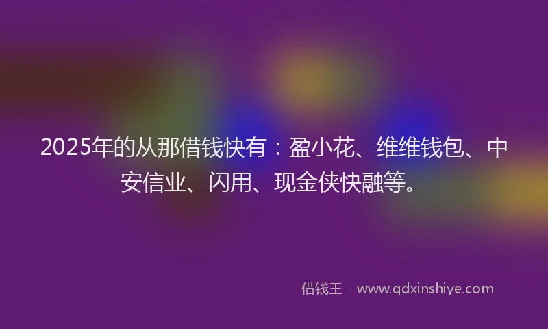 2025年的从那借钱快有：盈小花、维维钱包、中安信业、闪用、现金侠快融等。