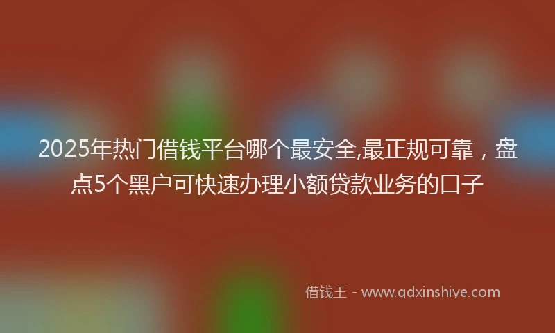 2025年热门借钱平台哪个最安全,最正规可靠，盘点5个黑户可快速办理小额贷款业务的口子