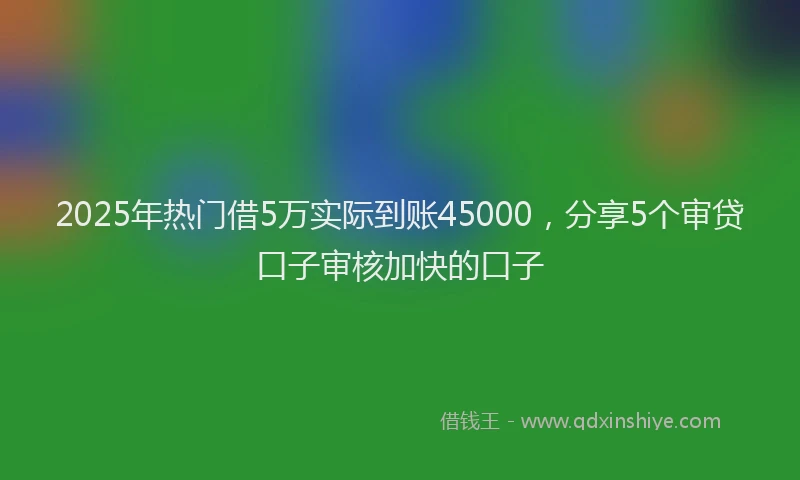 2025年热门借5万实际到账45000，分享5个审贷口子审核加快的口子
