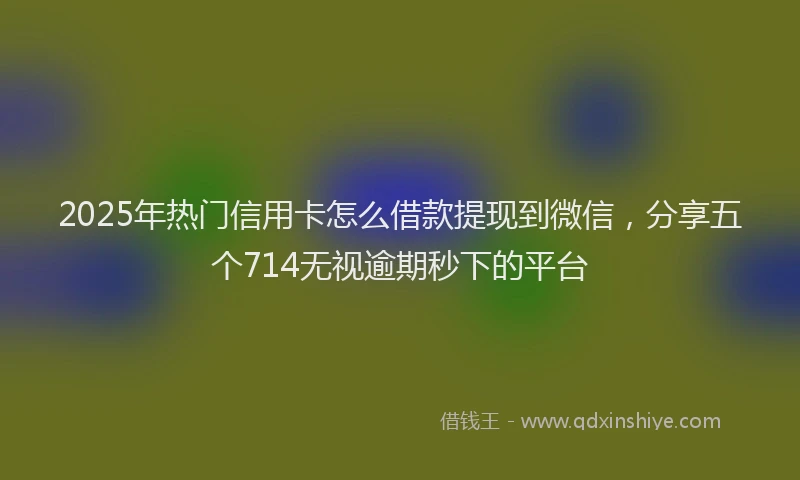 2025年热门信用卡怎么借款提现到微信，分享五个714无视逾期秒下的平台
