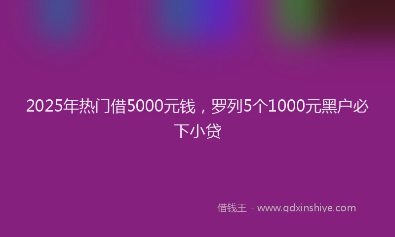 2025年热门借5000元钱，罗列5个1000元黑户必下小贷