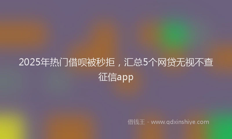 2025年热门借呗被秒拒，汇总5个网贷无视不查征信app