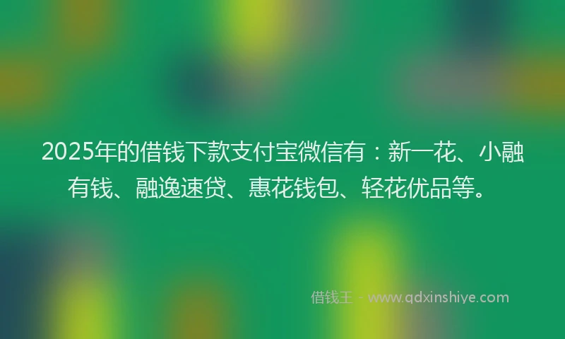 2025年的借钱下款支付宝微信有:新一花、小融有钱、融逸速贷、惠花钱包、轻花优品等。