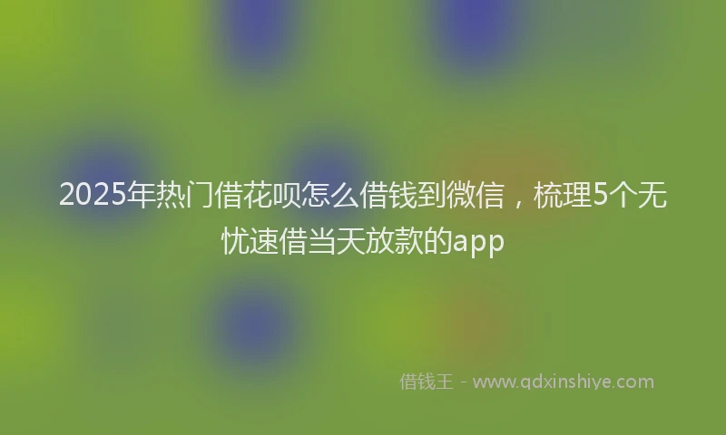 2025年热门借花呗怎么借钱到微信，梳理5个无忧速借当天放款的app