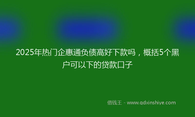 2025年热门企惠通负债高好下款吗，概括5个黑户可以下的贷款口子