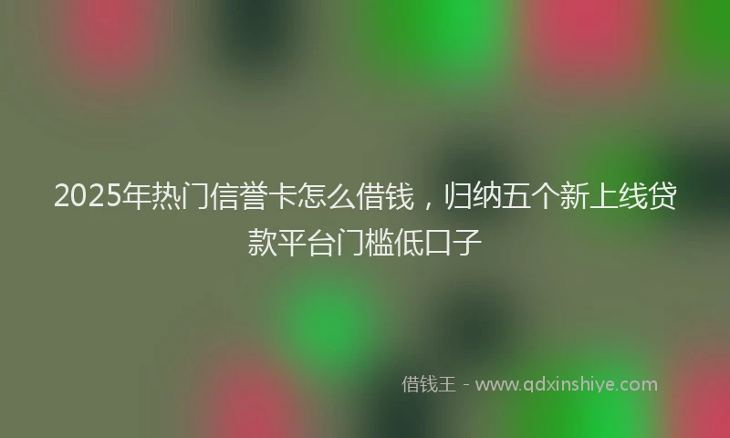 2025年热门信誉卡怎么借钱，归纳五个新上线贷款平台门槛低口子