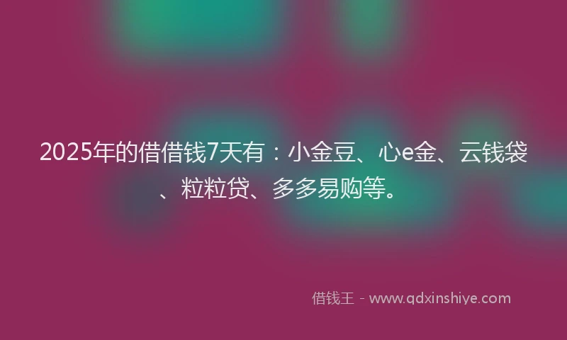 2025年的借借钱7天有：小金豆、心e金、云钱袋、粒粒贷、多多易购等。
