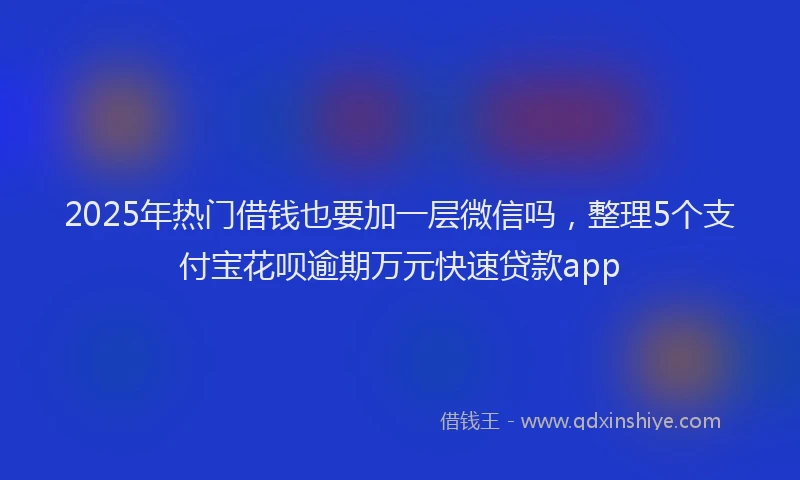 2025年热门借钱也要加一层微信吗，整理5个支付宝花呗逾期万元快速贷款app