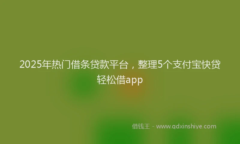 2025年热门借条贷款平台，整理5个支付宝快贷轻松借app