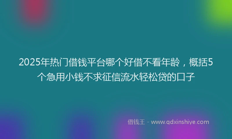 2025年热门借钱平台哪个好借不看年龄，概括5个急用小钱不求征信流水轻松贷的口子