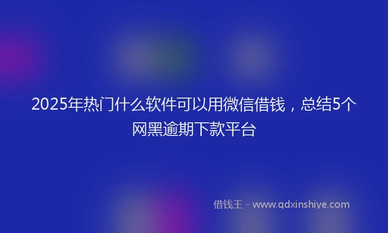 2025年热门什么软件可以用微信借钱，总结5个网黑逾期下款平台