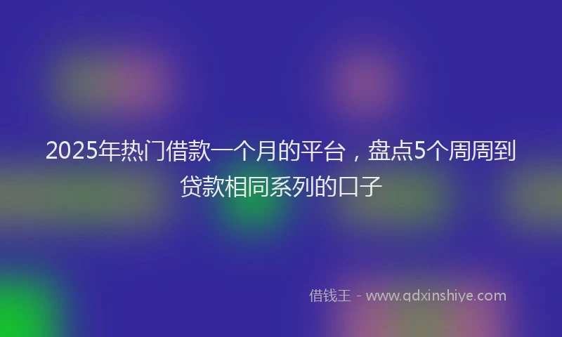 2025年热门借款一个月的平台，盘点5个周周到贷款相同系列的口子