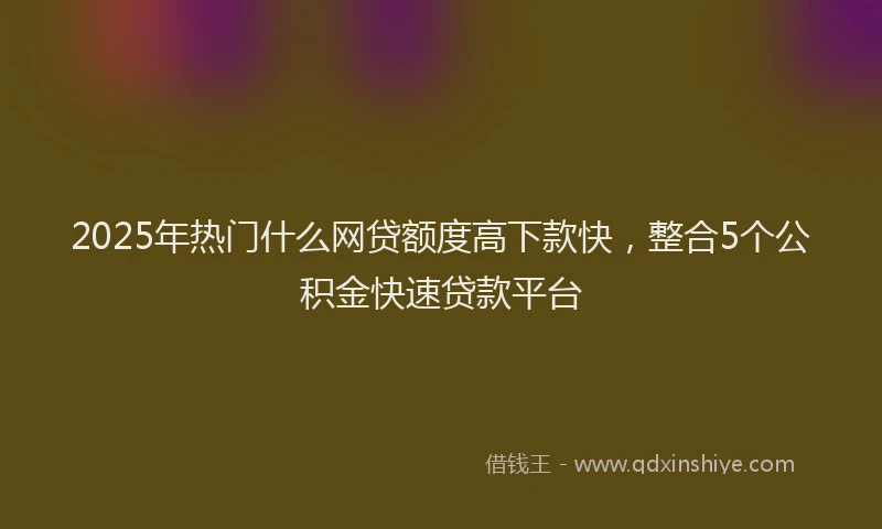 2025年热门什么网贷额度高下款快，整合5个公积金快速贷款平台