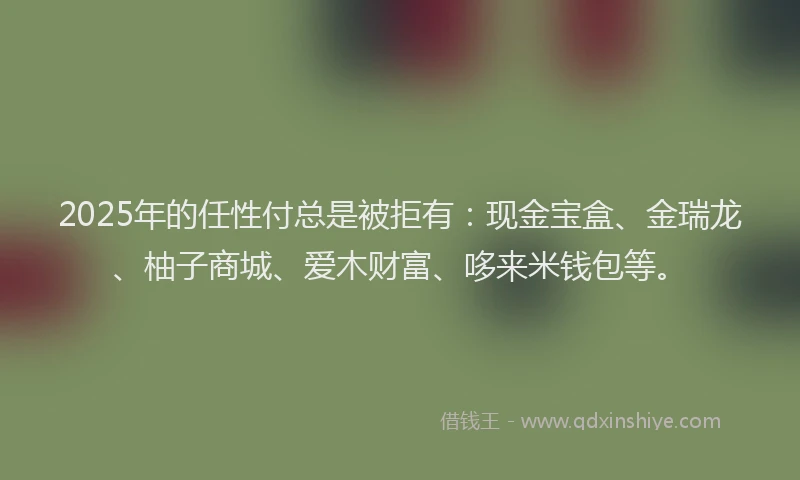 2025年的任性付总是被拒有：现金宝盒、金瑞龙、柚子商城、爱木财富、哆来米钱包等。