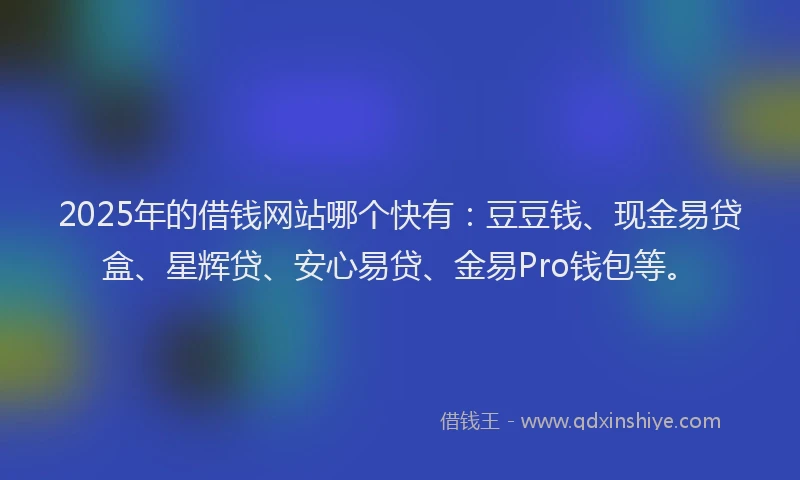 2025年的借钱网站哪个快有：豆豆钱、现金易贷盒、星辉贷、安心易贷、金易Pro钱包等。