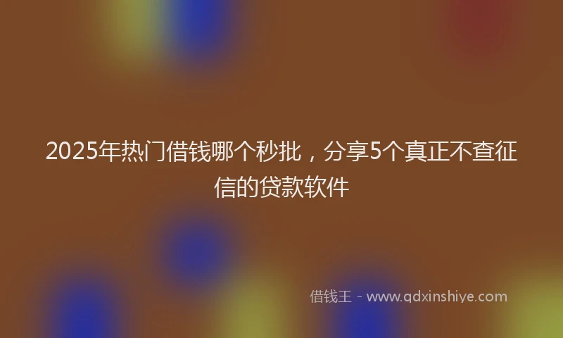 2025年热门借钱哪个秒批，分享5个真正不查征信的贷款软件