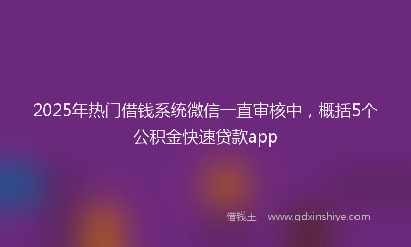 2025年热门借钱系统微信一直审核中，概括5个公积金快速贷款app