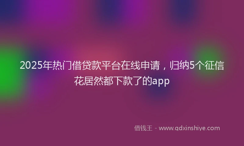 2025年热门借贷款平台在线申请，归纳5个征信花居然都下款了的app