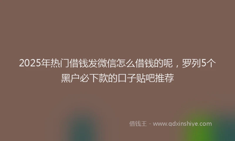 2025年热门借钱发微信怎么借钱的呢，罗列5个黑户必下款的口子贴吧推荐