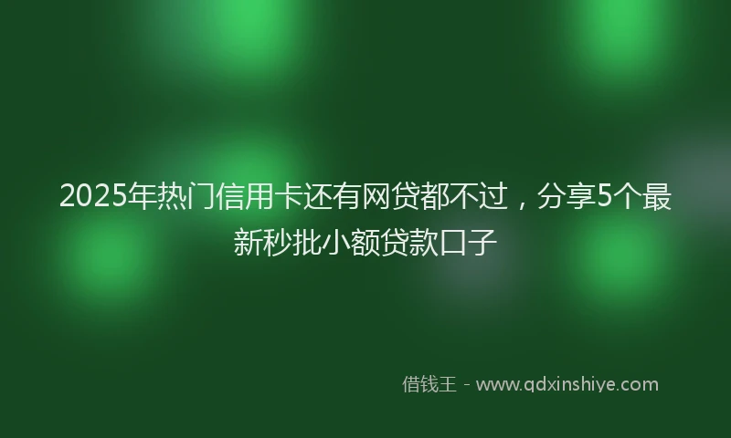 2025年热门信用卡还有网贷都不过，分享5个最新秒批小额贷款口子
