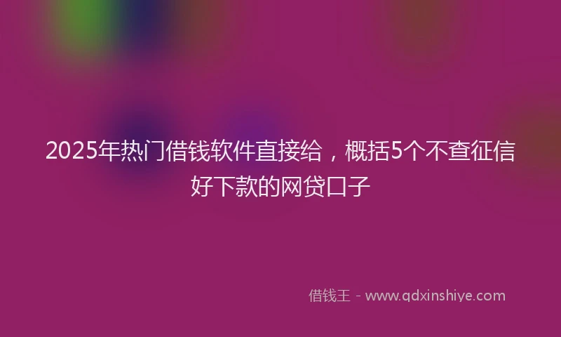 2025年热门借钱软件直接给，概括5个不查征信好下款的网贷口子