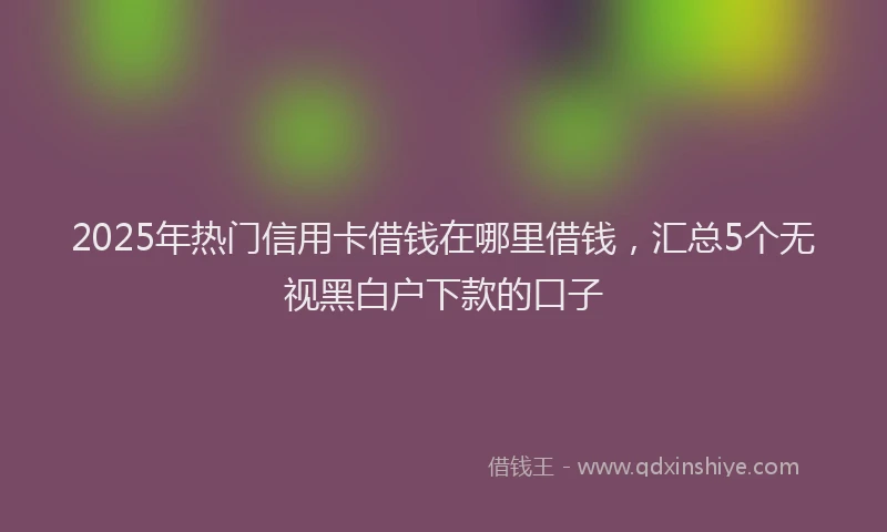 2025年热门信用卡借钱在哪里借钱，汇总5个无视黑白户下款的口子
