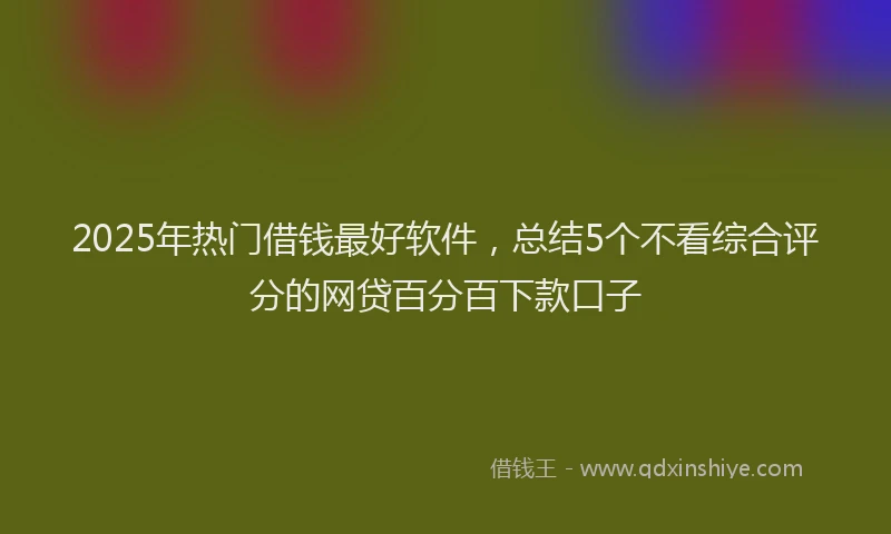 2025年热门借钱最好软件，总结5个不看综合评分的网贷百分百下款口子