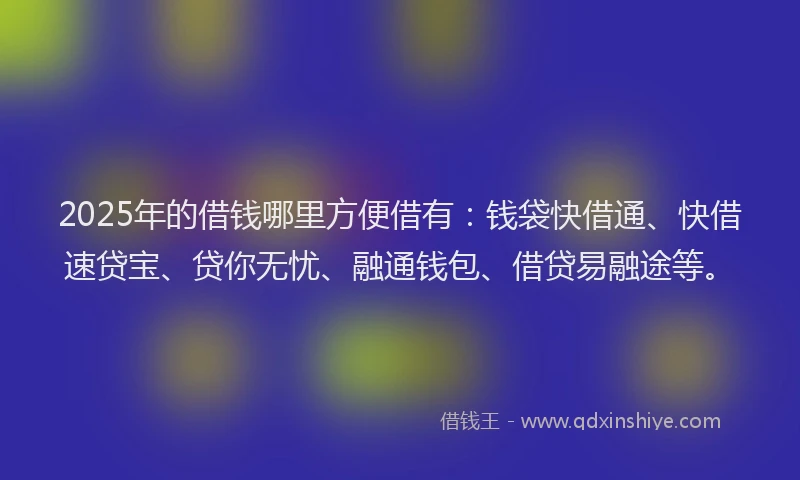 2025年的借钱哪里方便借有：钱袋快借通、快借速贷宝、贷你无忧、融通钱包、借贷易融途等。