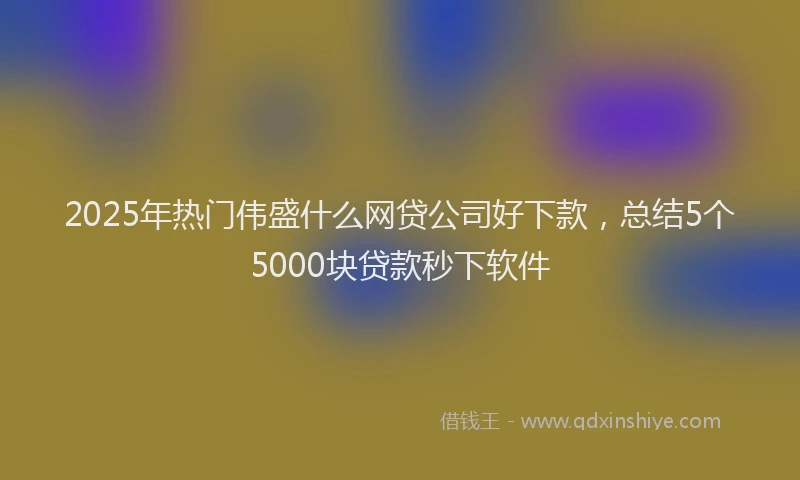 2025年热门伟盛什么网贷公司好下款，总结5个5000块贷款秒下软件