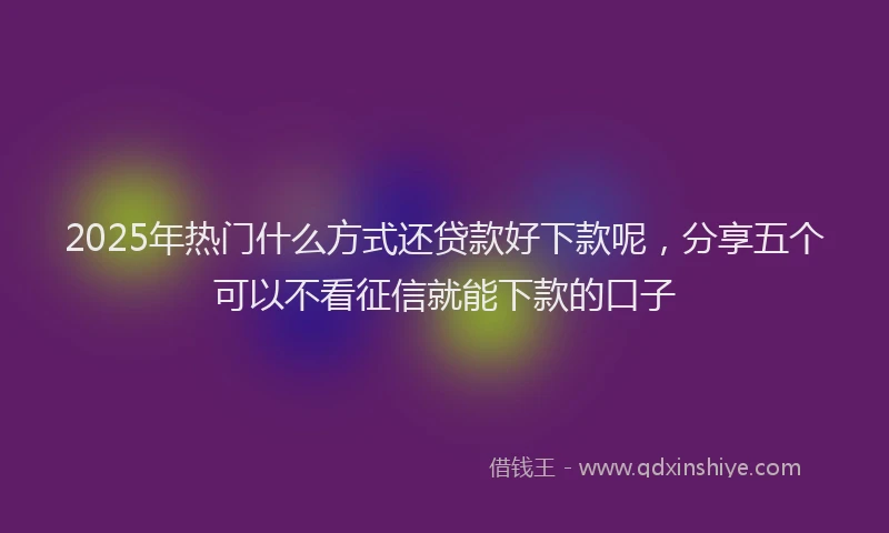 2025年热门什么方式还贷款好下款呢，分享五个可以不看征信就能下款的口子