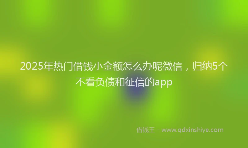 2025年热门借钱小金额怎么办呢微信，归纳5个不看负债和征信的app
