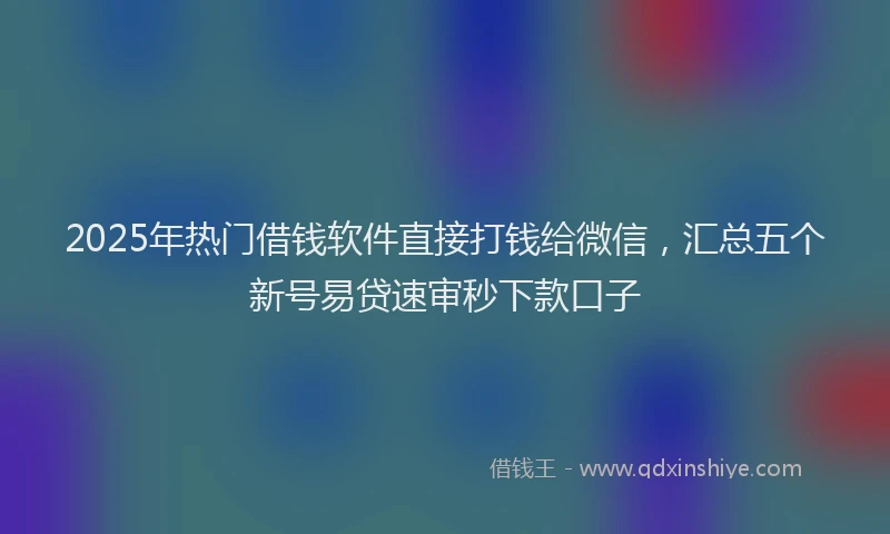 2025年热门借钱软件直接打钱给微信，汇总五个新号易贷速审秒下款口子