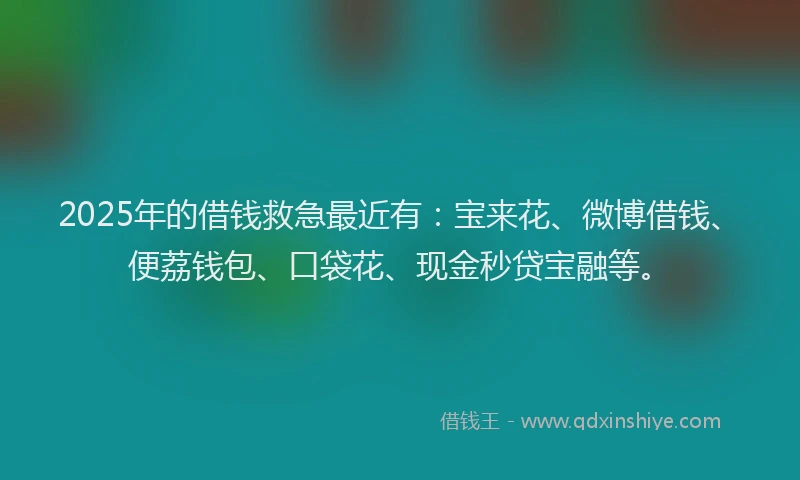 2025年的借钱救急最近有：宝来花、微博借钱、便荔钱包、口袋花、现金秒贷宝融等。