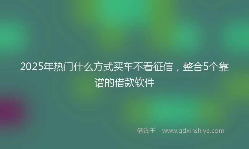 2025年热门什么方式买车不看征信，整合5个靠谱的借款软件