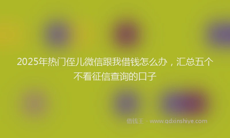 2025年热门侄儿微信跟我借钱怎么办，汇总五个不看征信查询的口子