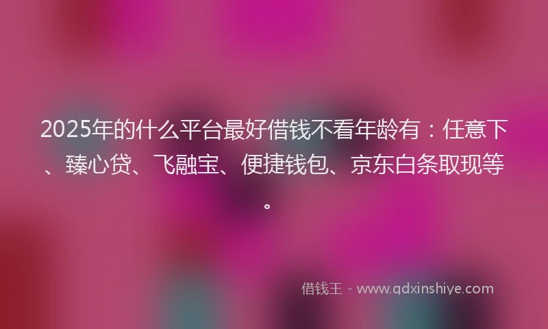 2025年的什么平台最好借钱不看年龄有：任意下、臻心贷、飞融宝、便捷钱包、京东白条取现等。
