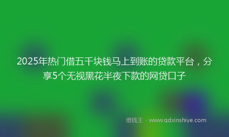 2025年热门借五千块钱马上到账的贷款平台，分享5个无视黑花半夜下款的网贷口子