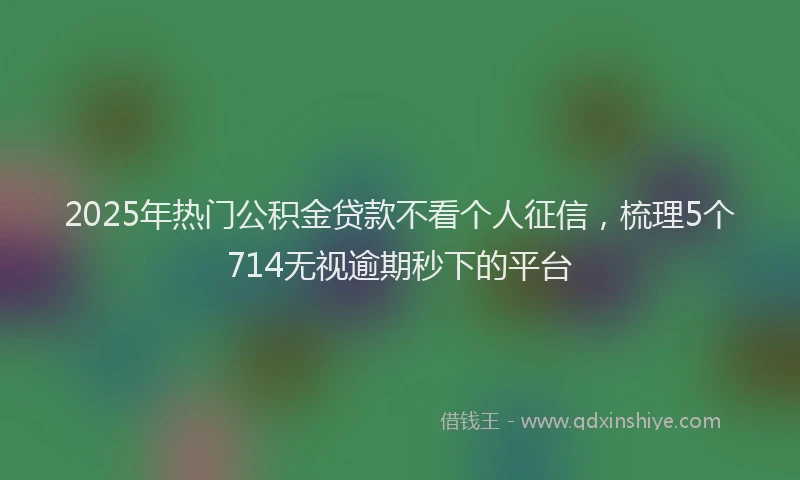 2025年热门公积金贷款不看个人征信，梳理5个714无视逾期秒下的平台