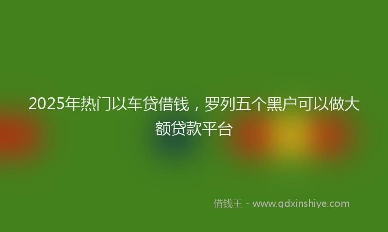 2025年热门以车贷借钱，罗列五个黑户可以做大额贷款平台