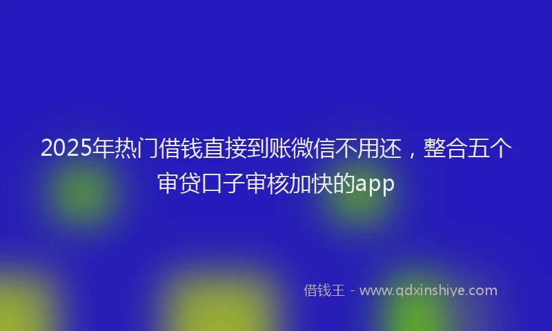 2025年热门借钱直接到账微信不用还，整合五个审贷口子审核加快的app