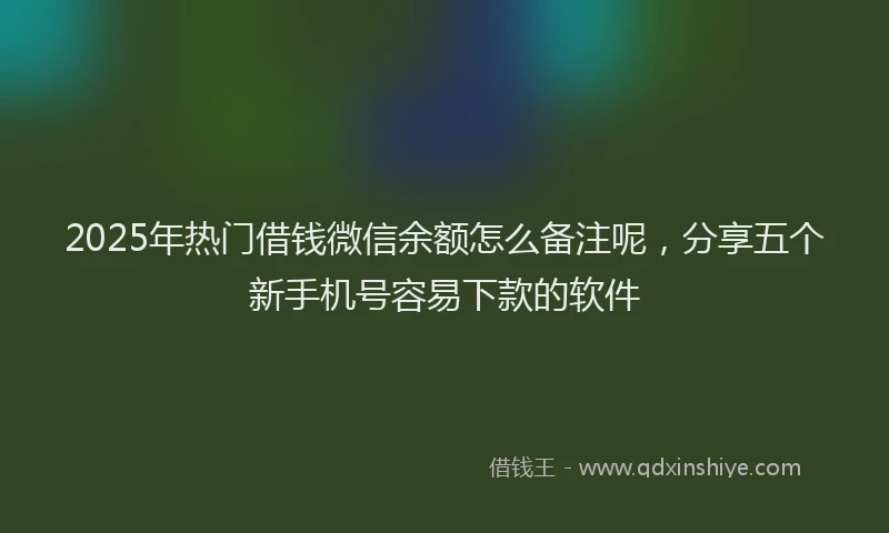 2025年热门借钱微信余额怎么备注呢，分享五个新手机号容易下款的软件