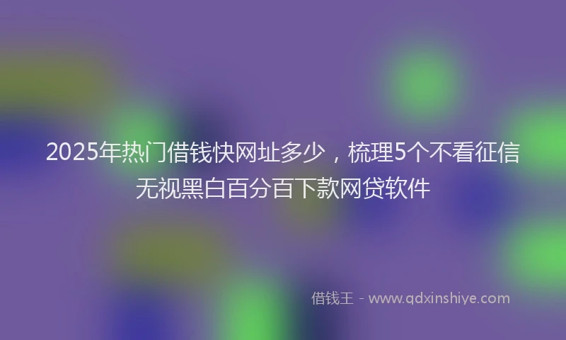 2025年热门借钱快网址多少，梳理5个不看征信无视黑白百分百下款网贷软件