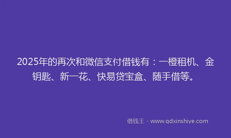 2025年的再次和微信支付借钱有：一橙租机、金钥匙、新一花、快易贷宝盒、随手借等。