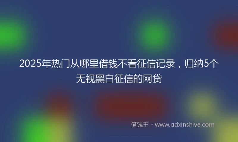 2025年热门从哪里借钱不看征信记录，归纳5个无视黑白征信的网贷