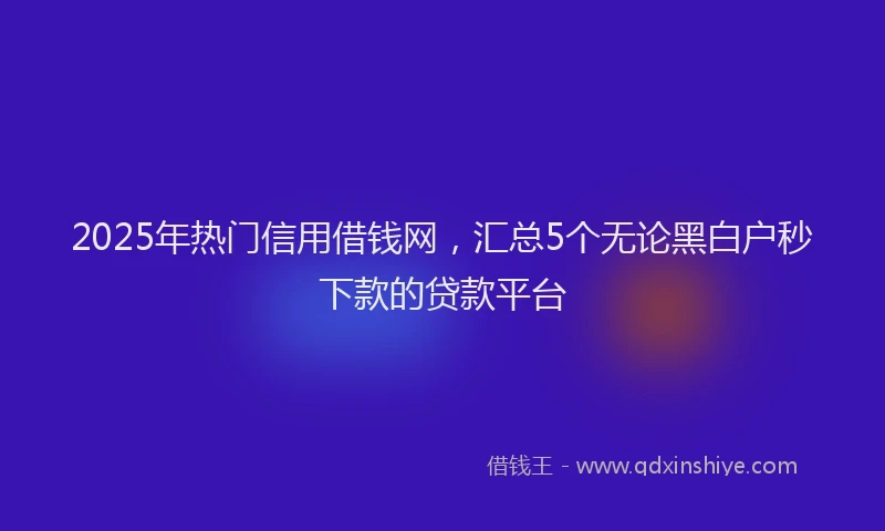 2025年热门信用借钱网，汇总5个无论黑白户秒下款的贷款平台