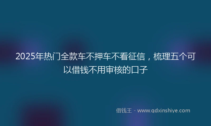 2025年热门全款车不押车不看征信，梳理五个可以借钱不用审核的口子