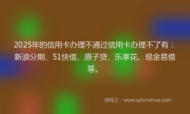 2025年的信用卡办理不通过信用卡办理不了有：新浪分期、51快借、原子贷、乐享花、现金易借等。