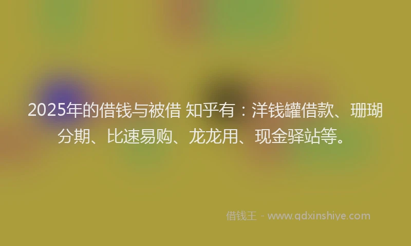2025年的借钱与被借 知乎有：洋钱罐借款、珊瑚分期、比速易购、龙龙用、现金驿站等。