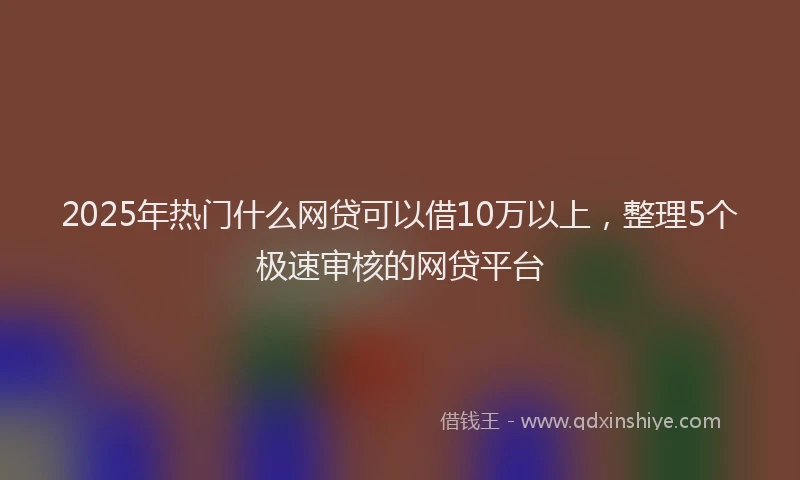 2025年热门什么网贷可以借10万以上，整理5个极速审核的网贷平台
